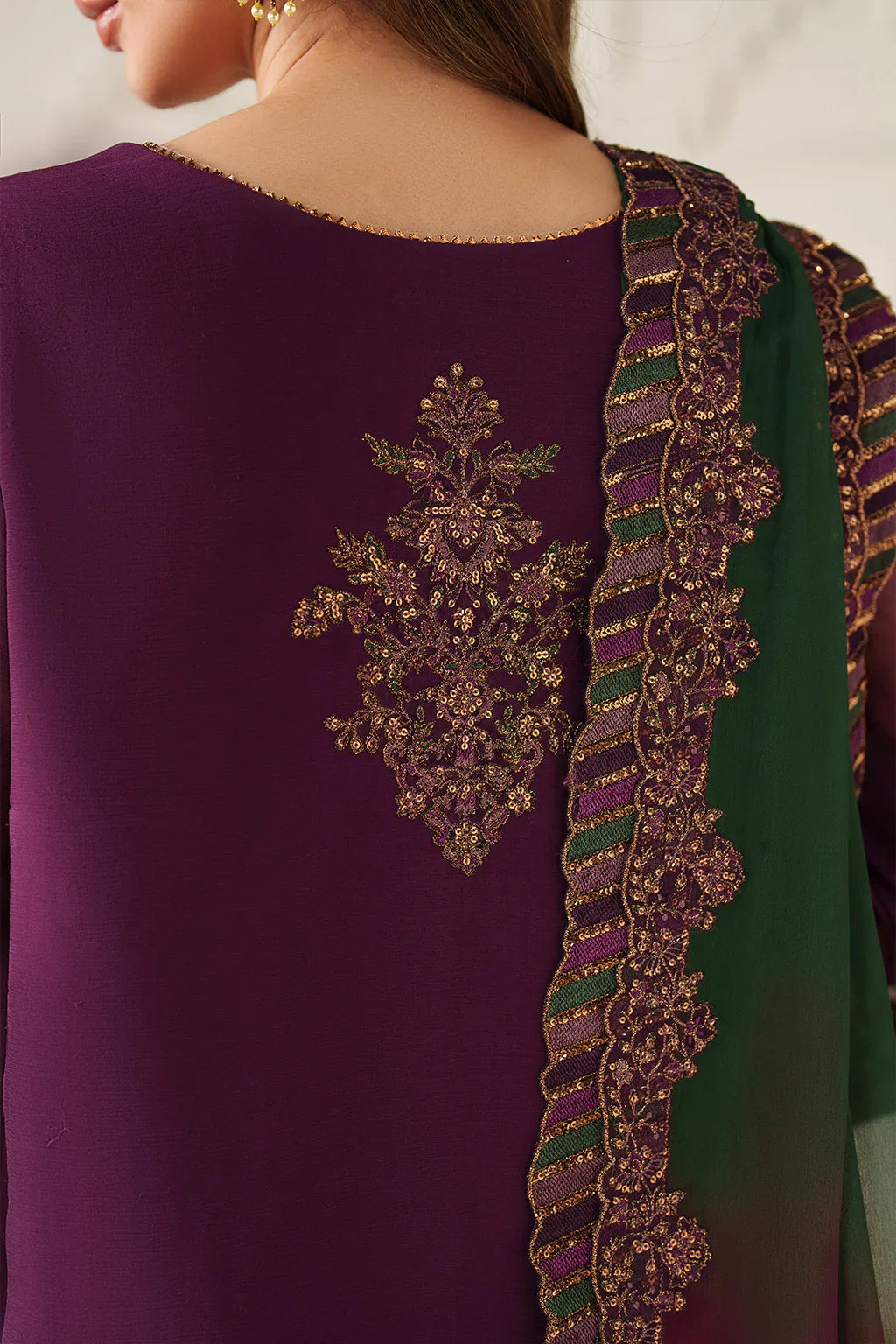 Iznik | Festive Formals | UE-624 Embroidered Chiffon - House Of Hania