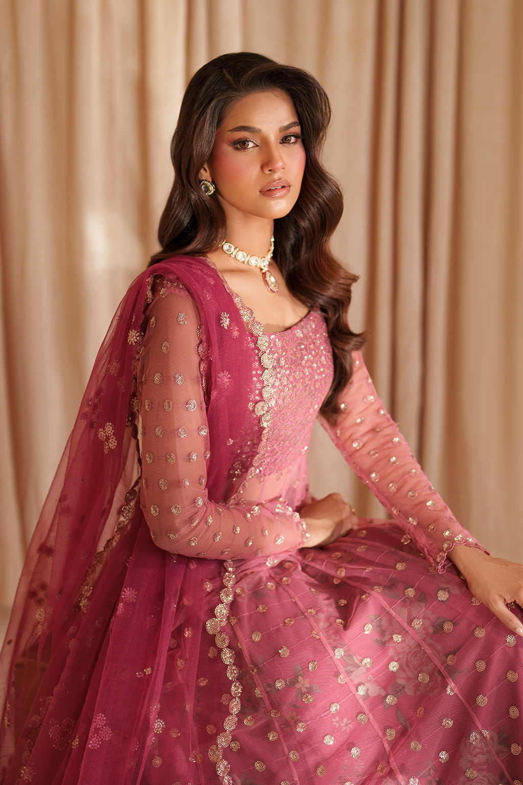 Iznik I Festive Formal I CC-72 Embroidered Net - House Of Hania