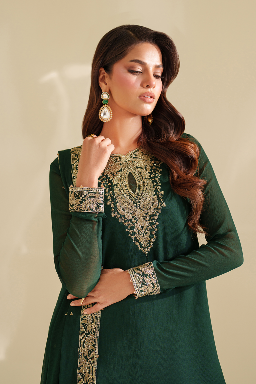 Iznik I Festive Formal I CC-75 Embroidered Chiffon - House Of Hania
