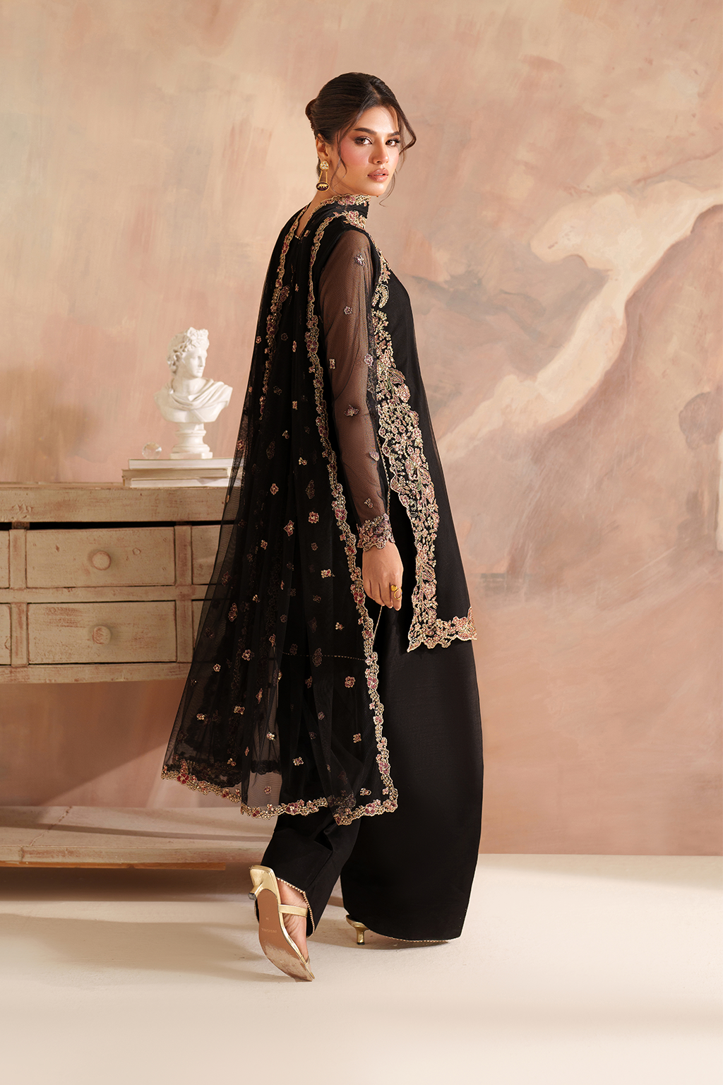 Iznik I Festive Formal I CC-77 Embroidered Net - House Of Hania