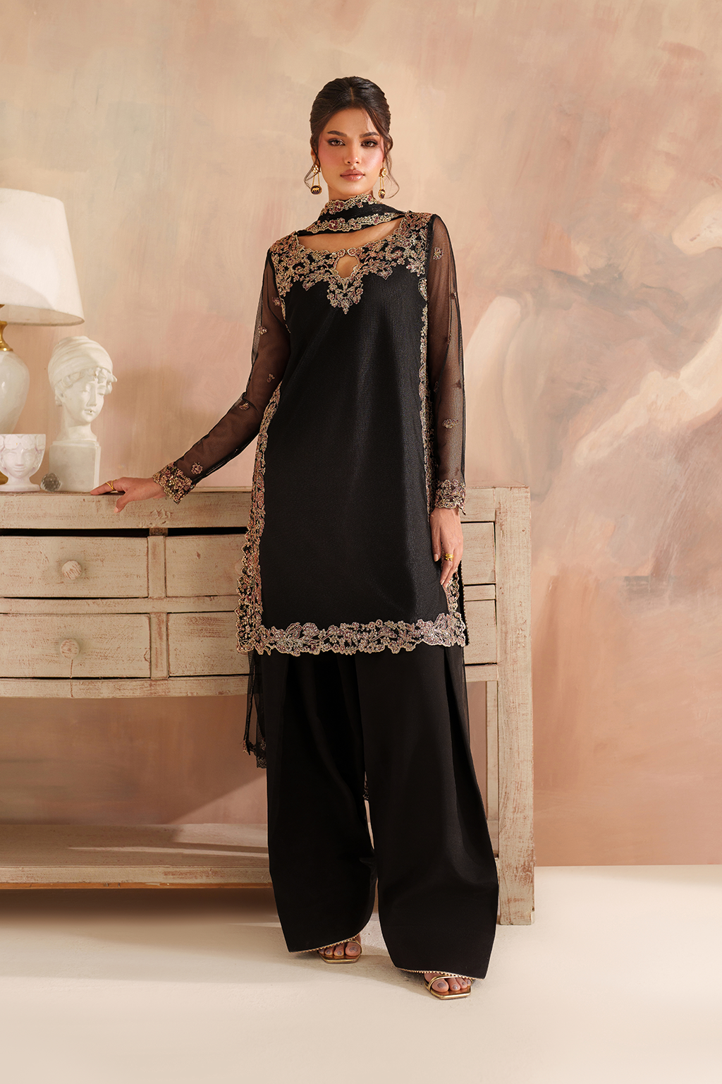 Iznik I Festive Formal I CC-77 Embroidered Net - House Of Hania