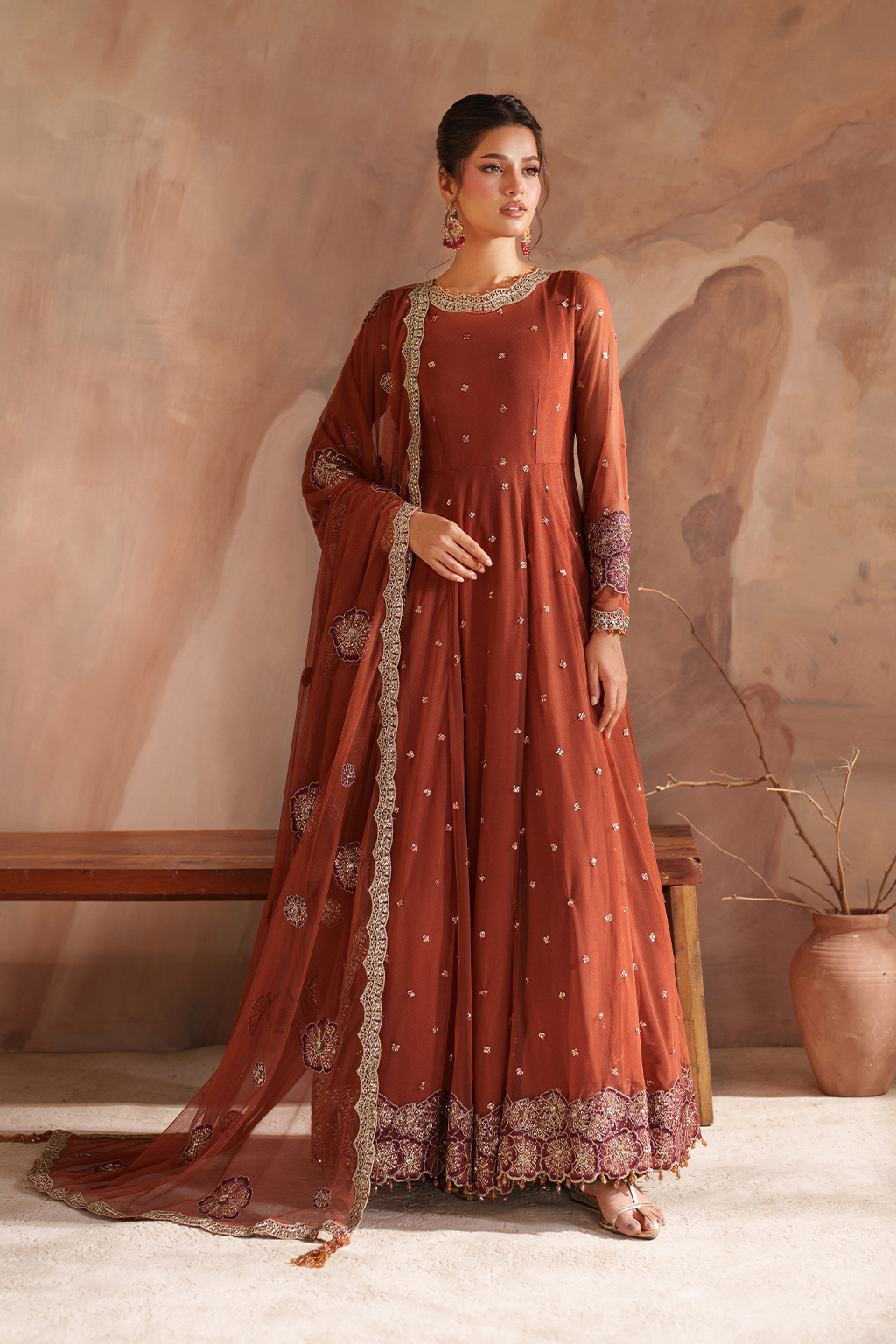 Iznik I Festive Formal I CC-78 Embroidered Net - House Of Hania