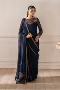 Iznik I Festive Formal I UE-412 Embroidered Chiffon - House Of Hania