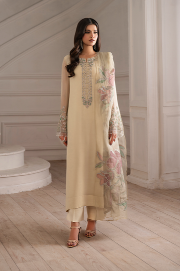 Iznik I Festive Formal I UE-413 Embroidered Chiffon - House Of Hania