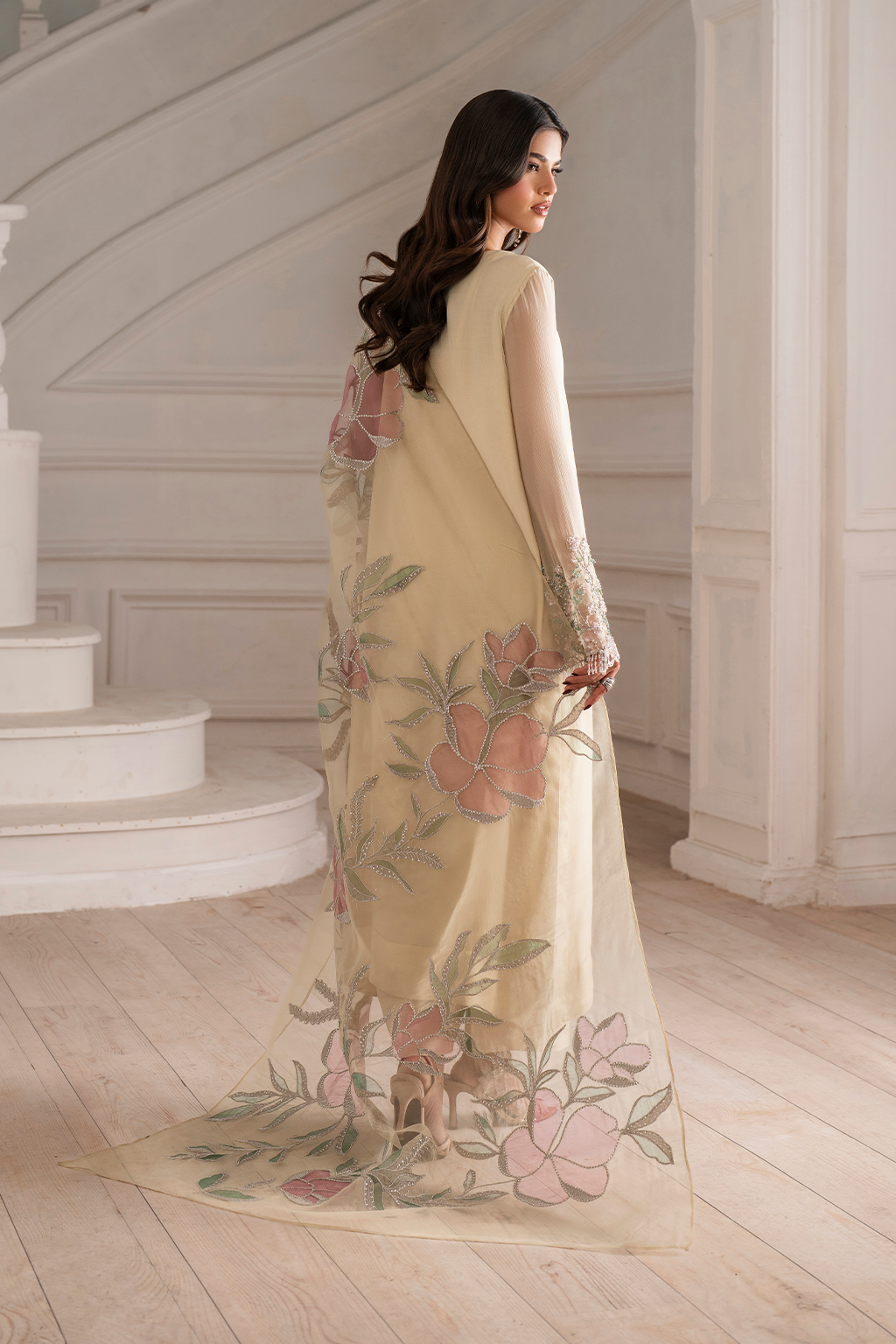 Iznik I Festive Formal I UE-413 Embroidered Chiffon - House Of Hania
