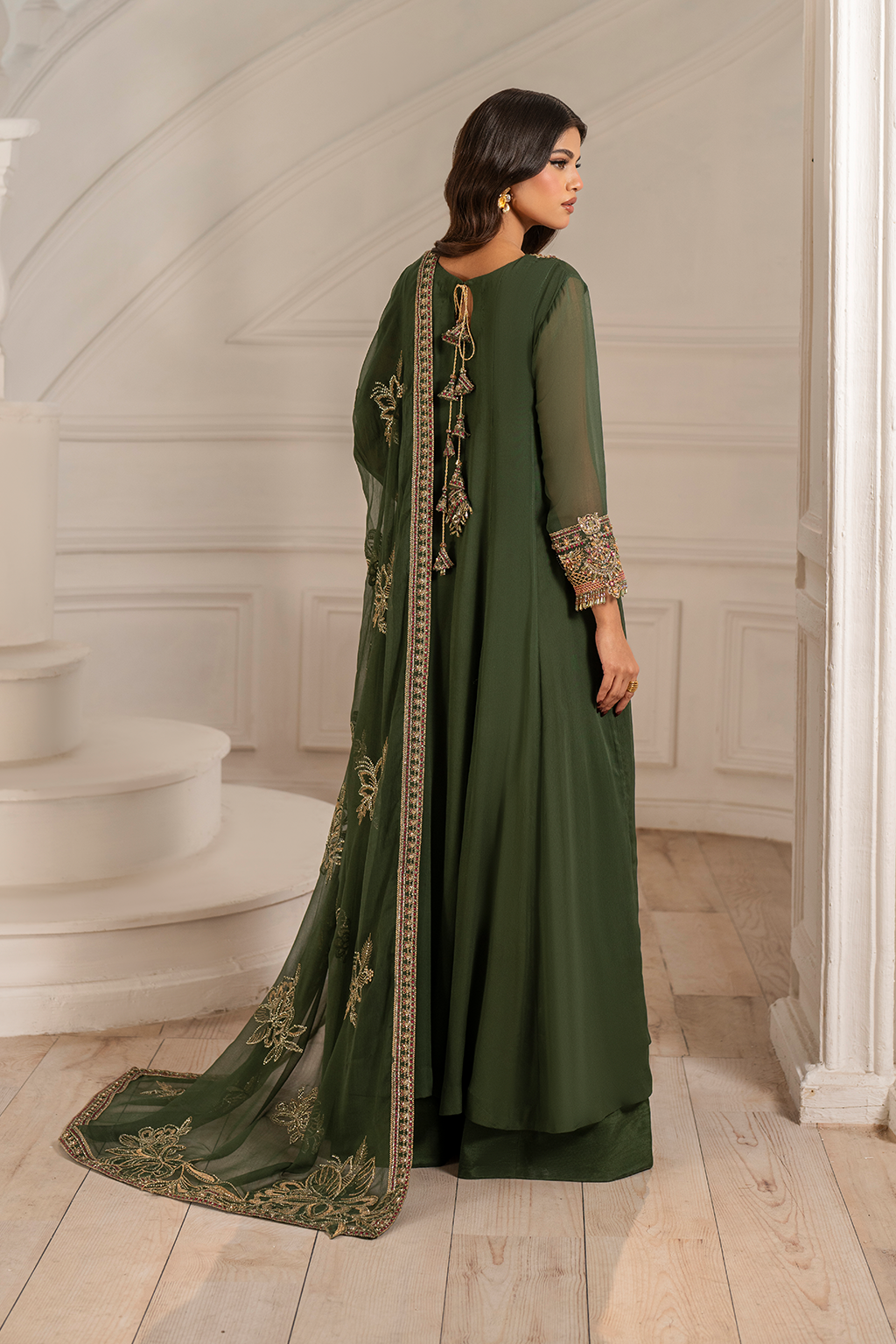 Iznik I Festive Formal I UE-416 Embroidered Chiffon - House Of Hania