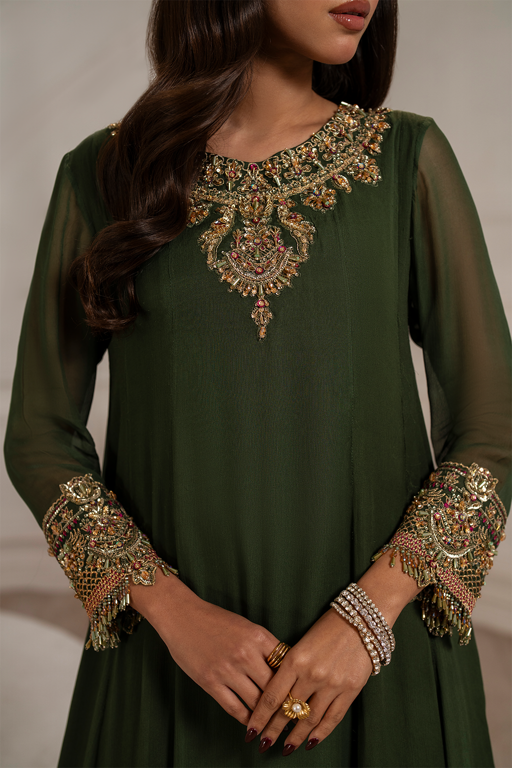 Iznik I Festive Formal I UE-416 Embroidered Chiffon - House Of Hania