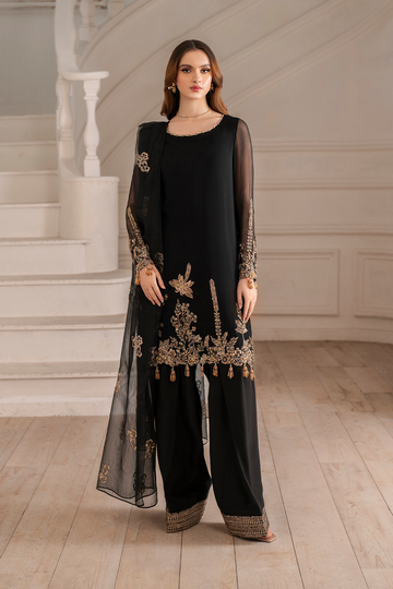 Iznik I Festive Formal I UE-417 Embroidered Chiffon - House Of Hania