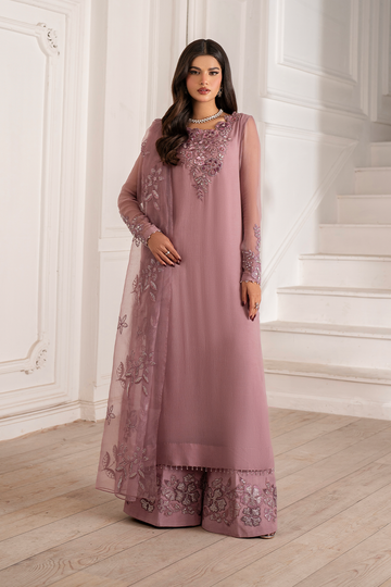 Iznik I Festive Formal I UE-418 Embroidered Chiffon - House Of Hania
