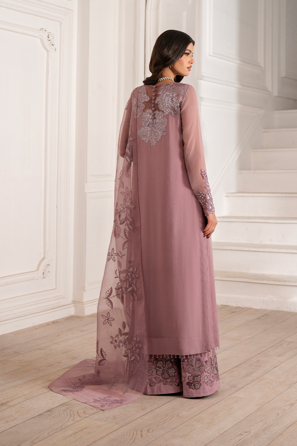Iznik I Festive Formal I UE-418 Embroidered Chiffon - House Of Hania