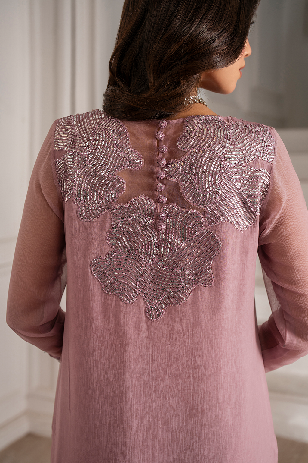 Iznik I Festive Formal I UE-418 Embroidered Chiffon - House Of Hania