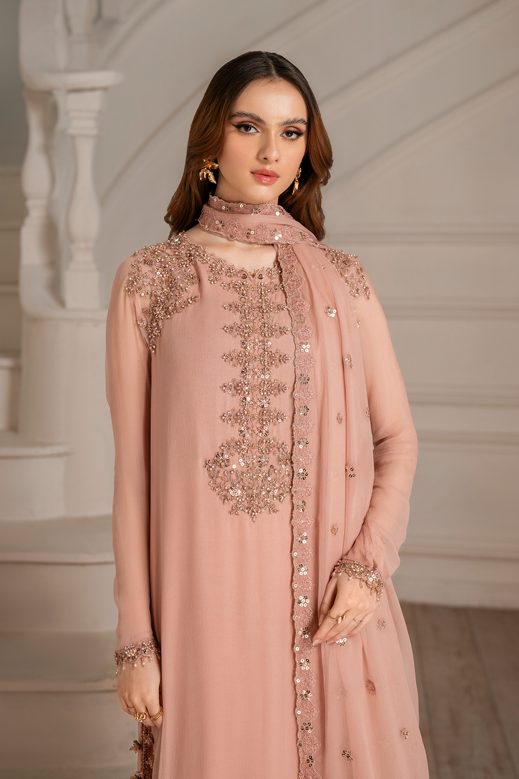Iznik I Festive Formal I UE-479 Embroidered Chiffon - House Of Hania