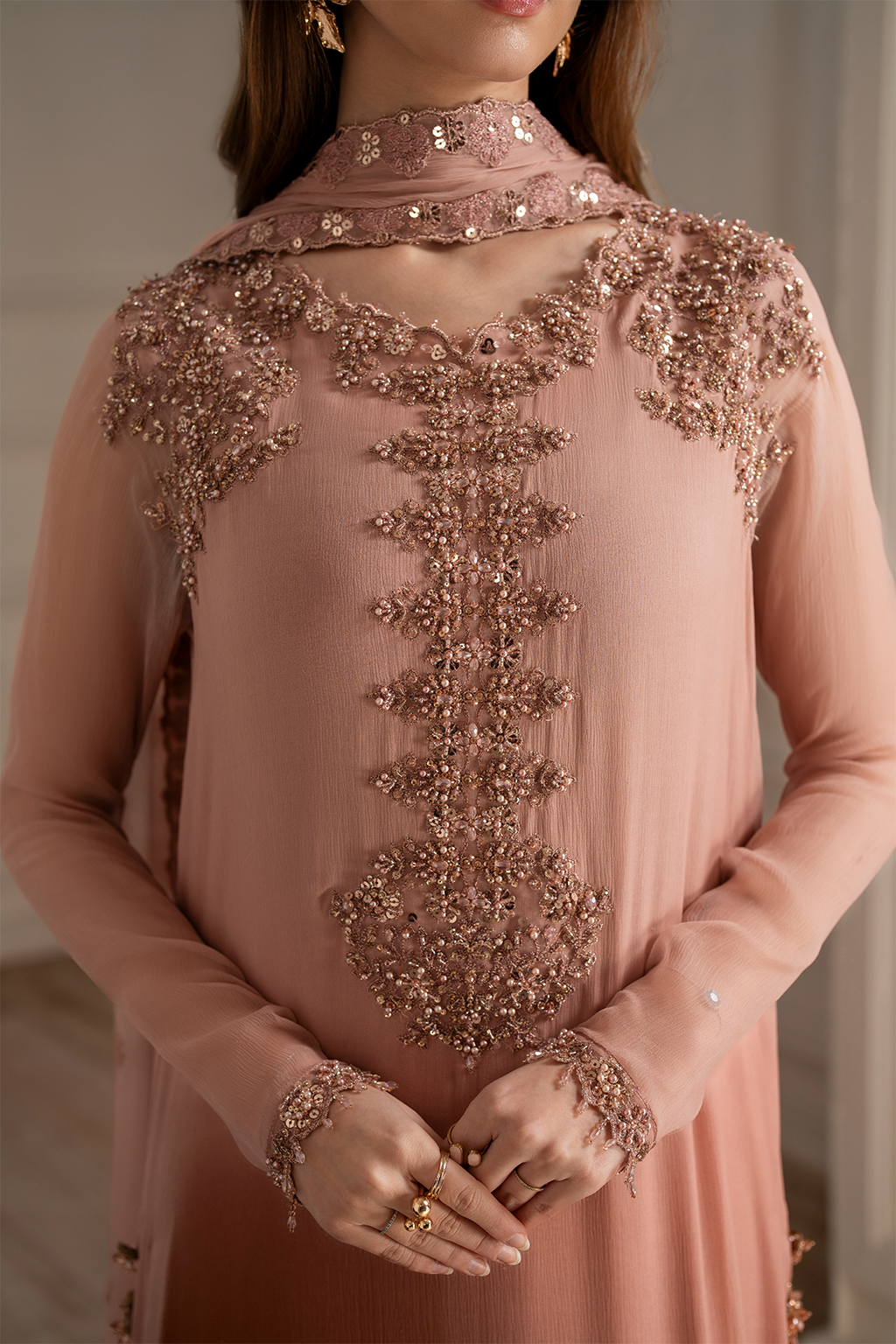 Iznik I Festive Formal I UE-479 Embroidered Chiffon - House Of Hania