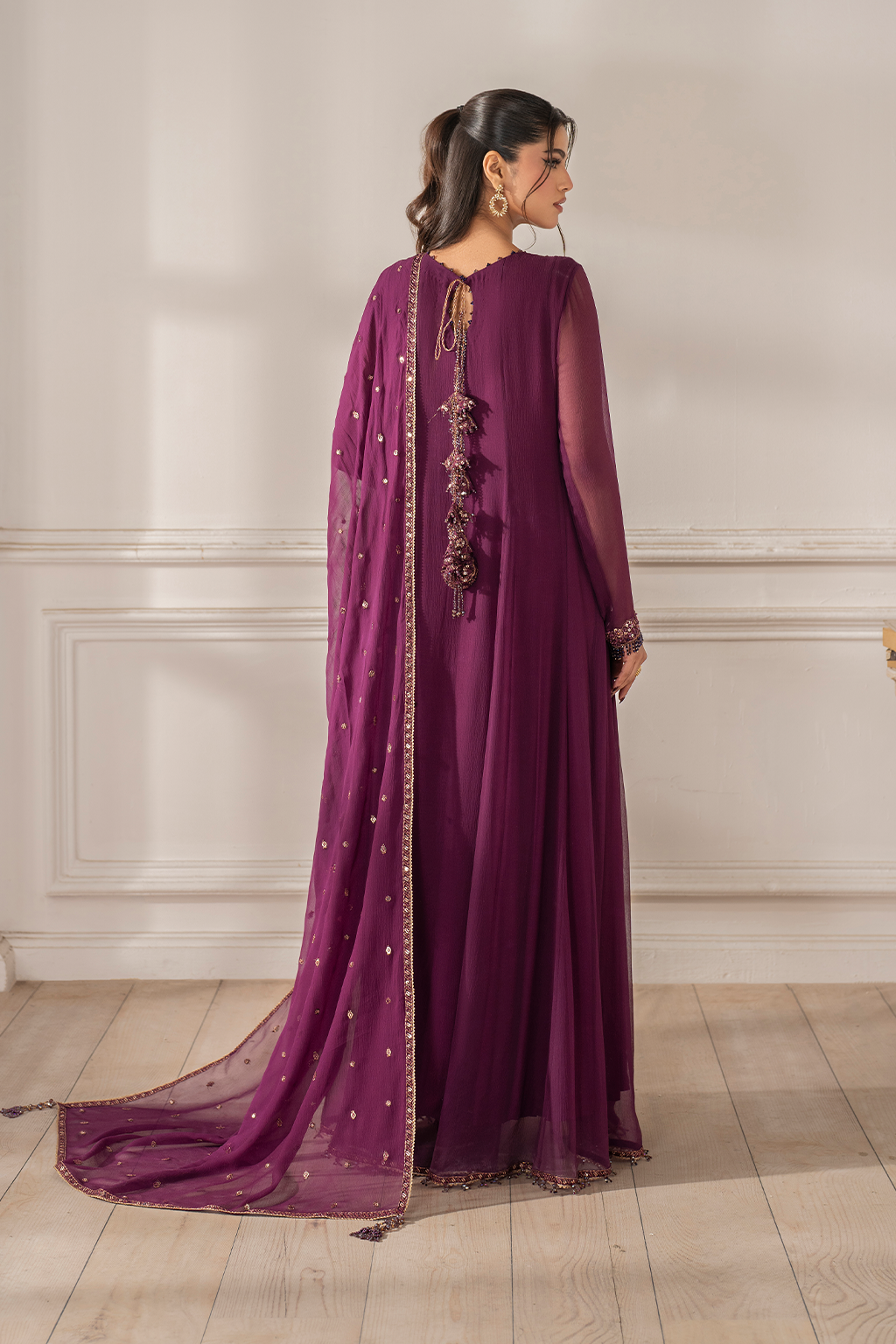 Iznik I Festive Formal I UE-480 Embroidered Chiffon - House Of Hania