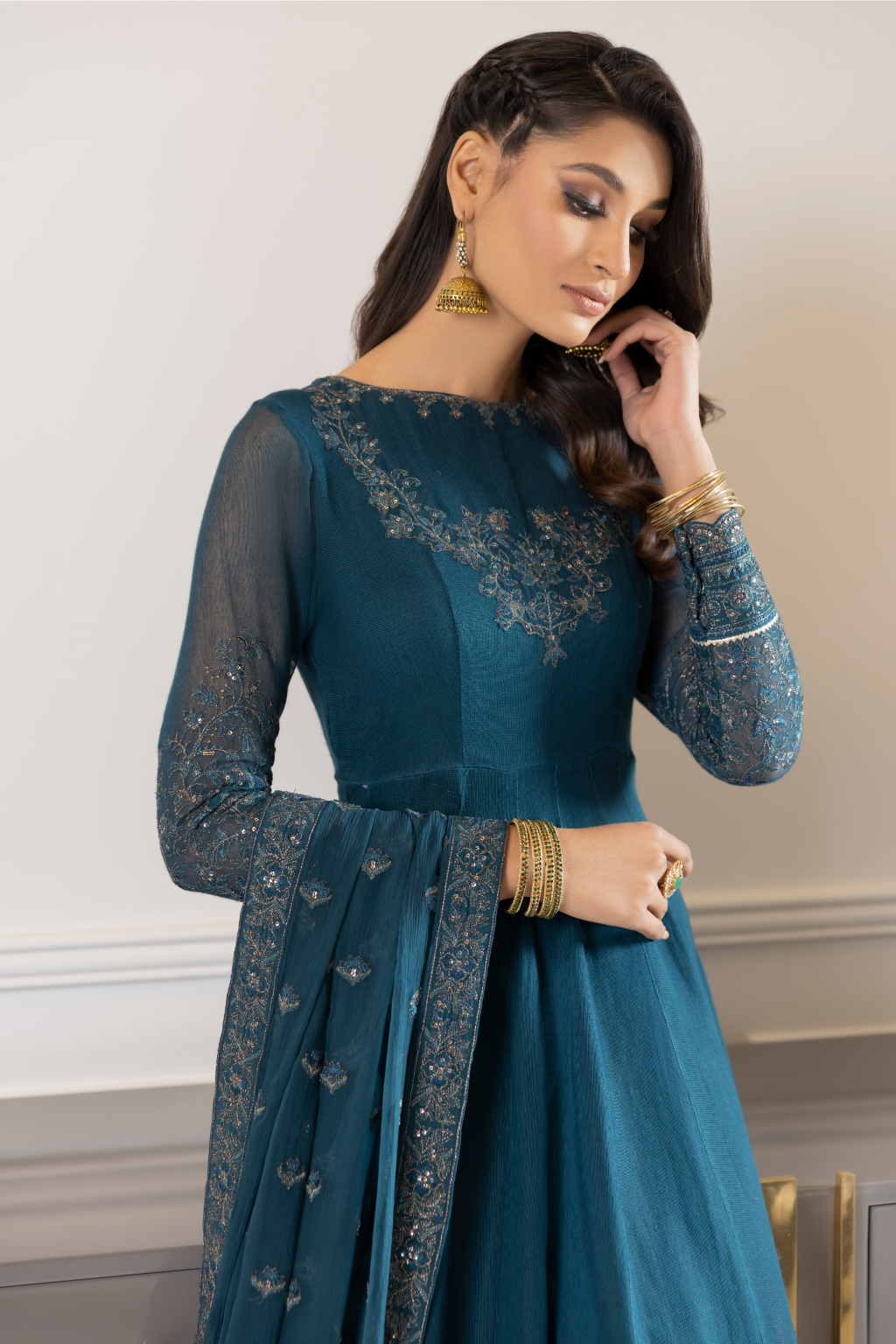 Iznik | Ready to Wear | IP-169 - BLUE DELPHINIUM - House Of Hania
