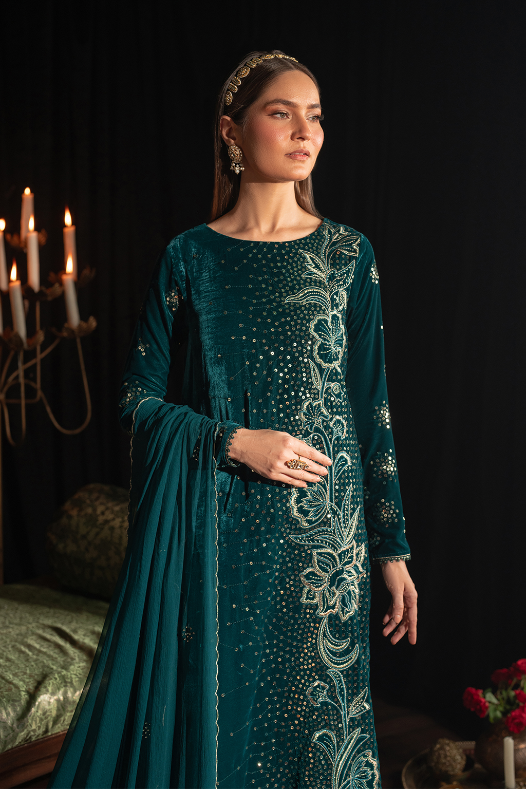 Iznik | Velvet 25 | IV-47 Embroidered Velvet - House Of Hania