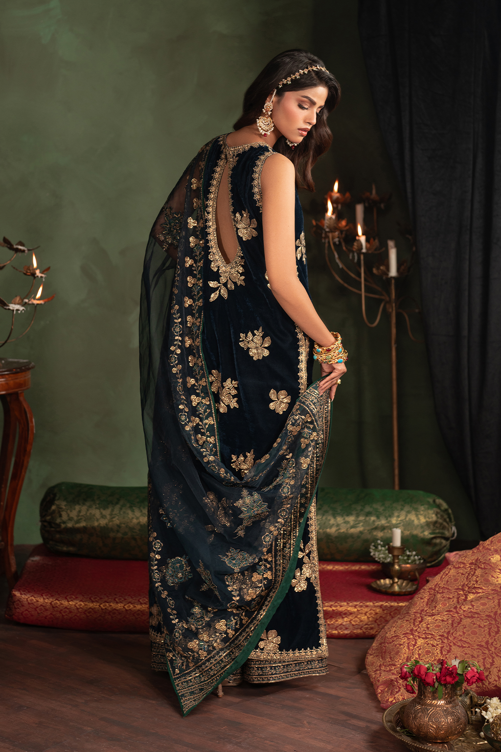 Iznik | Velvet 25 | IV-51 Embroidered Velvet - House Of Hania