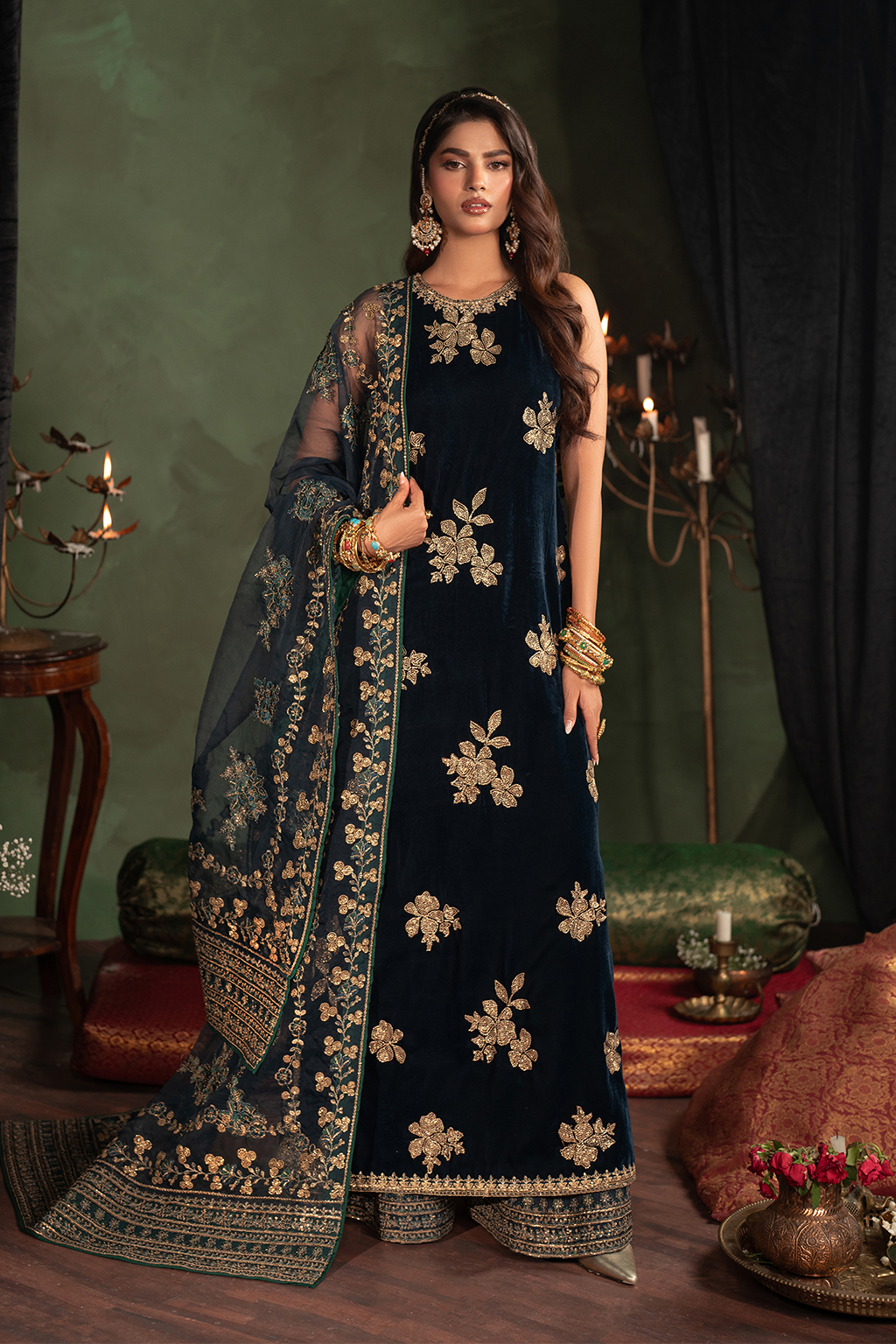 Iznik | Velvet 25 | IV-51 Embroidered Velvet - House Of Hania