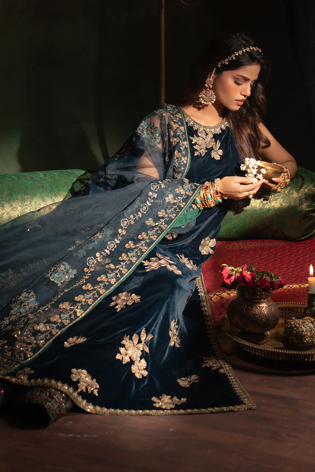 Iznik | Velvet 25 | IV-51 Embroidered Velvet - House Of Hania