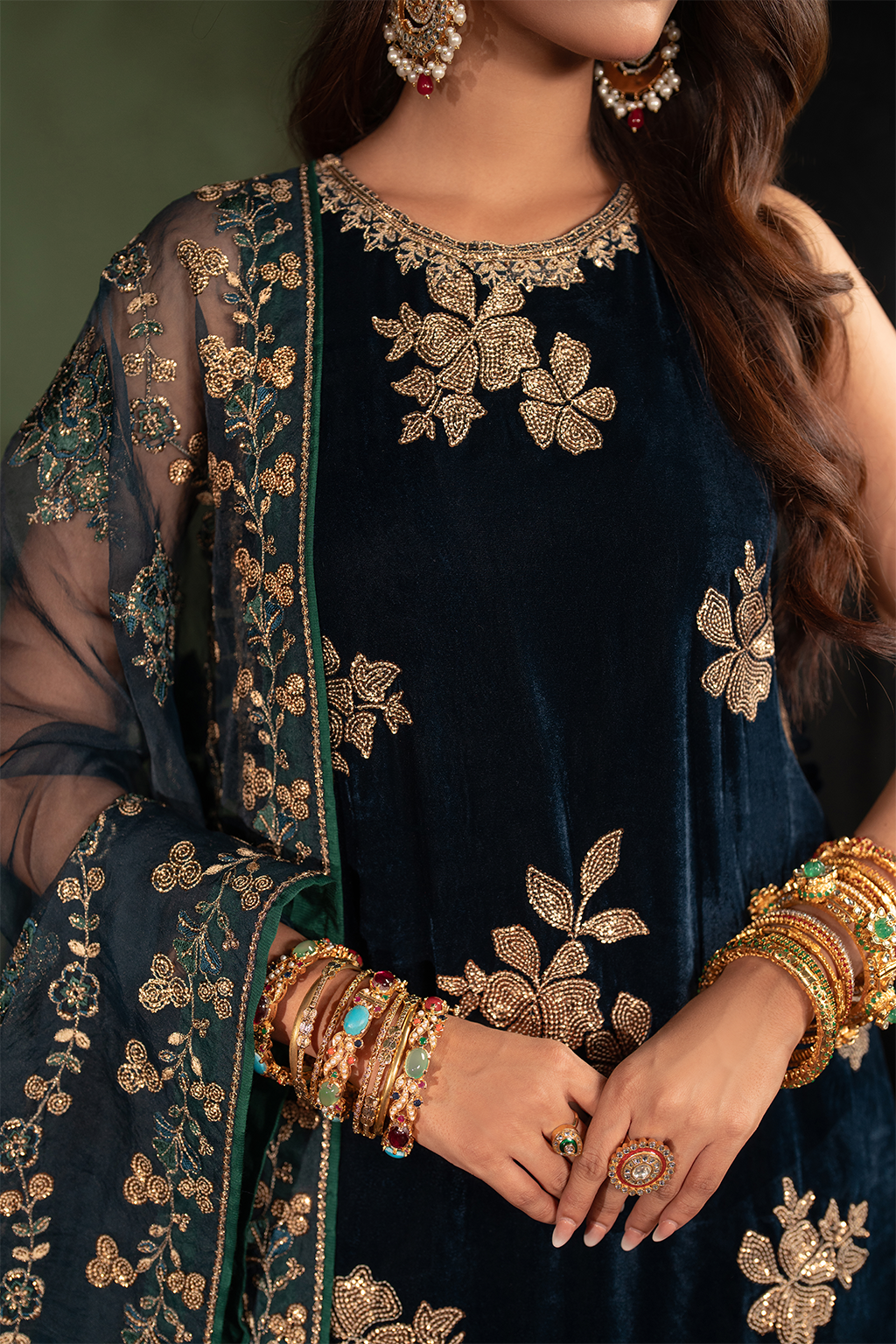 Iznik | Velvet 25 | IV-51 Embroidered Velvet - House Of Hania