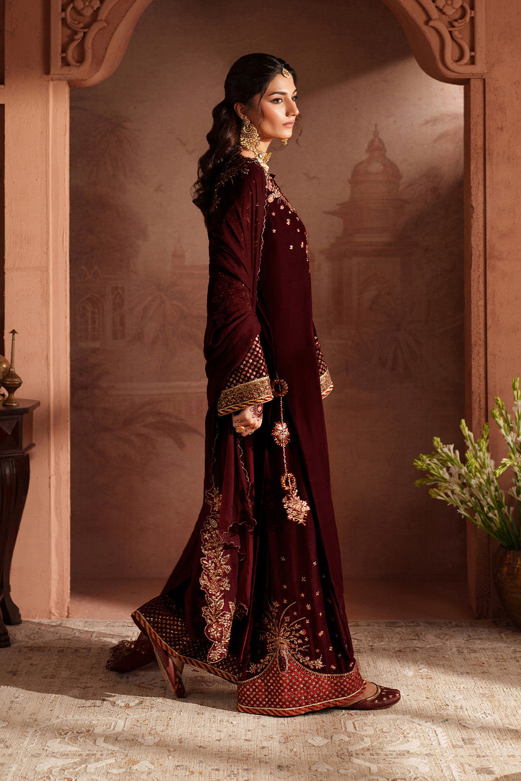 Iznik | Velvet 25 | IV-55 Embroidered Velvet - House Of Hania