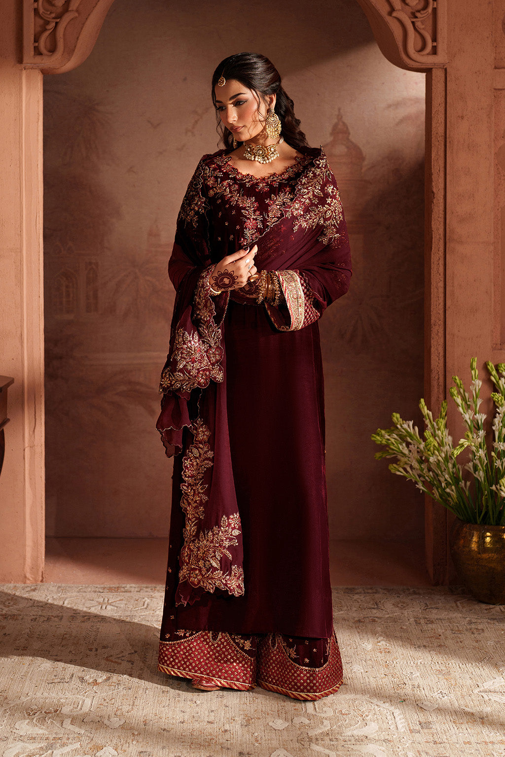 Iznik | Velvet 25 | IV-55 Embroidered Velvet - House Of Hania