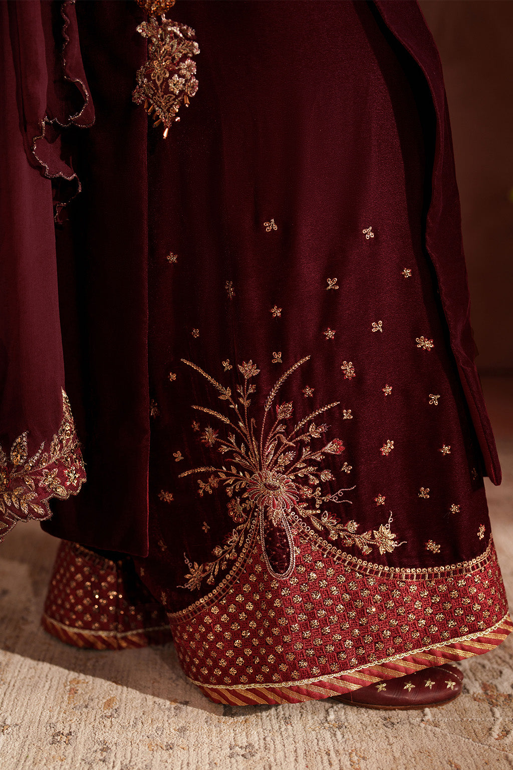 Iznik | Velvet 25 | IV-55 Embroidered Velvet - House Of Hania