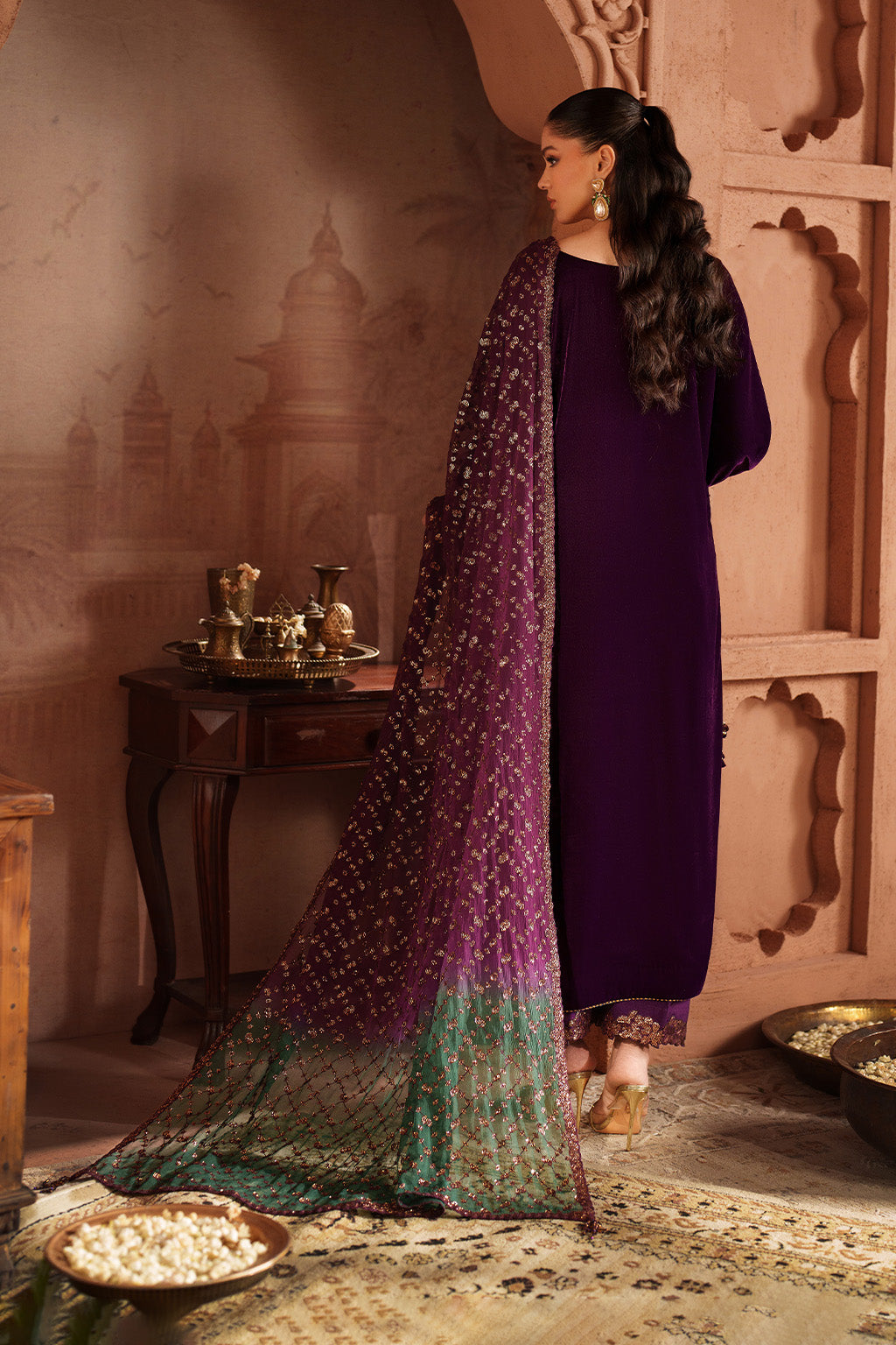 Iznik | Velvet 25 | IV-57 Embroidered Velvet - House Of Hania