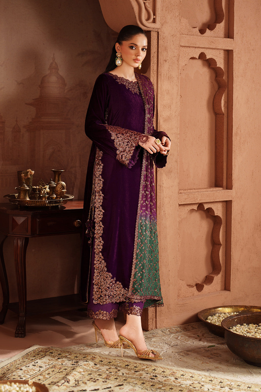 Iznik | Velvet 25 | IV-57 Embroidered Velvet - House Of Hania