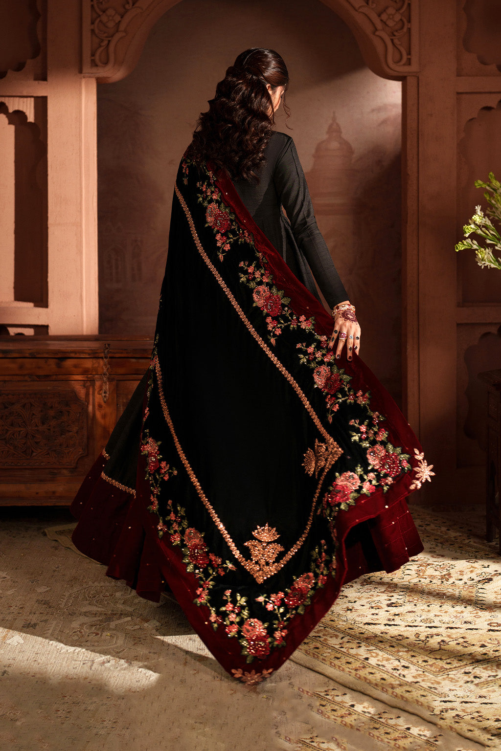 Iznik | Velvet 25 | IV-59 Embroidered Velvet - House Of Hania
