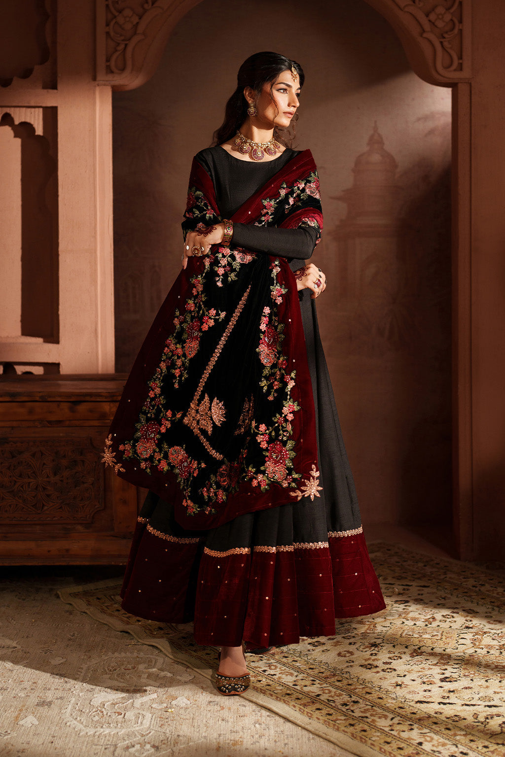 Iznik | Velvet 25 | IV-59 Embroidered Velvet - House Of Hania