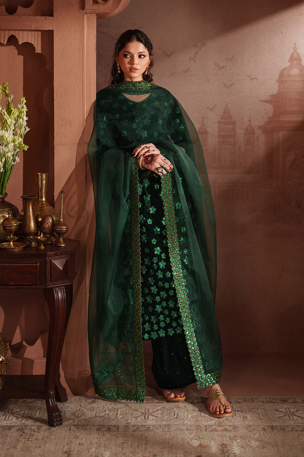 Iznik | Velvet 25 | IV-60 Embroidered Velvet - House Of Hania