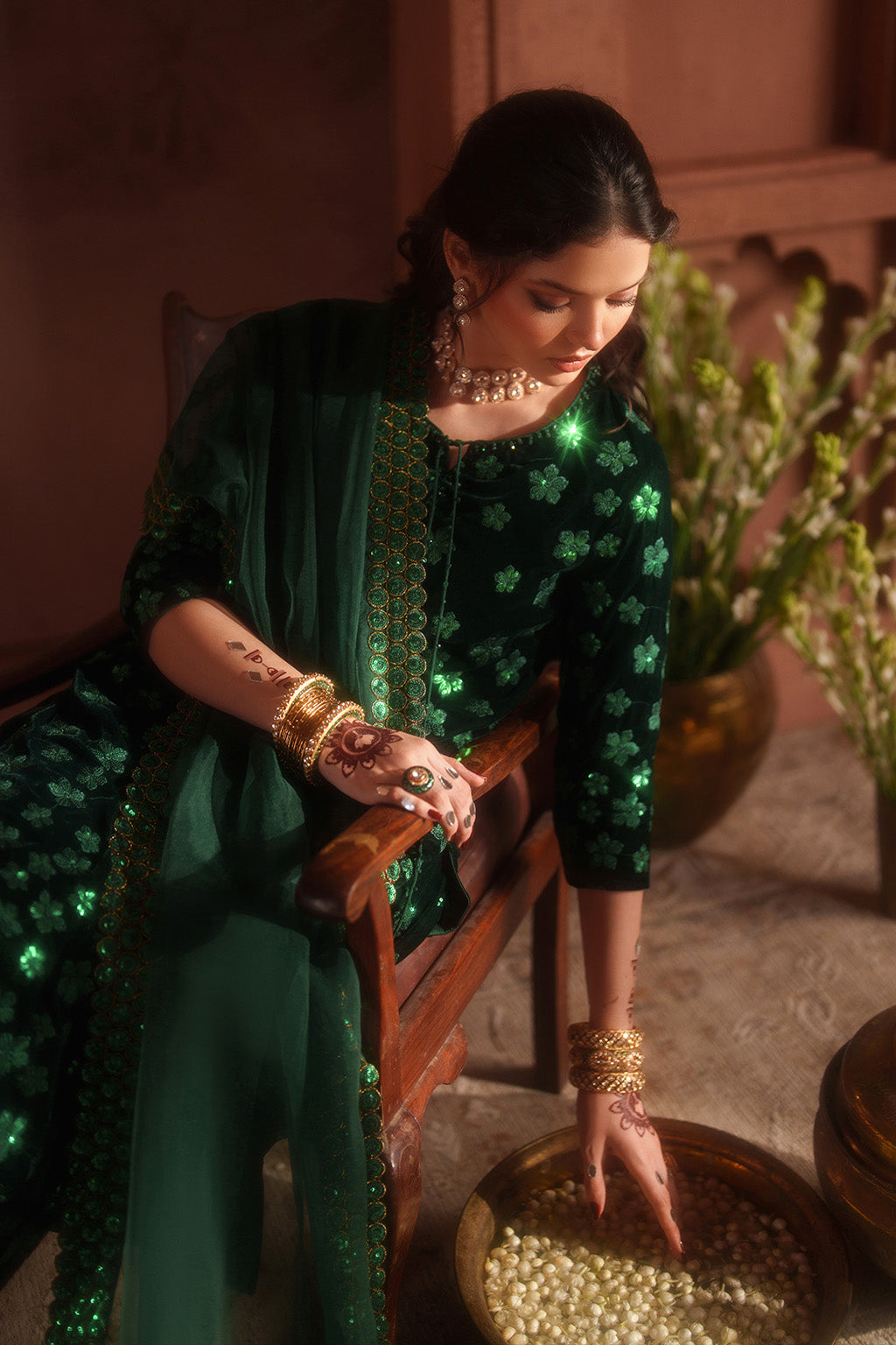 Iznik | Velvet 25 | IV-60 Embroidered Velvet - House Of Hania