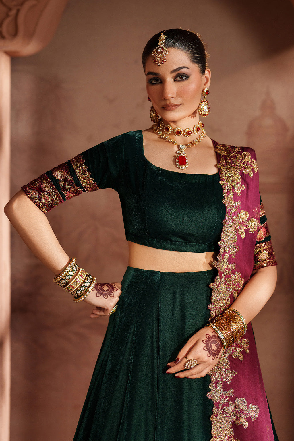 Iznik | Velvet 25 | IV-65 Embroidered Velvet - House Of Hania