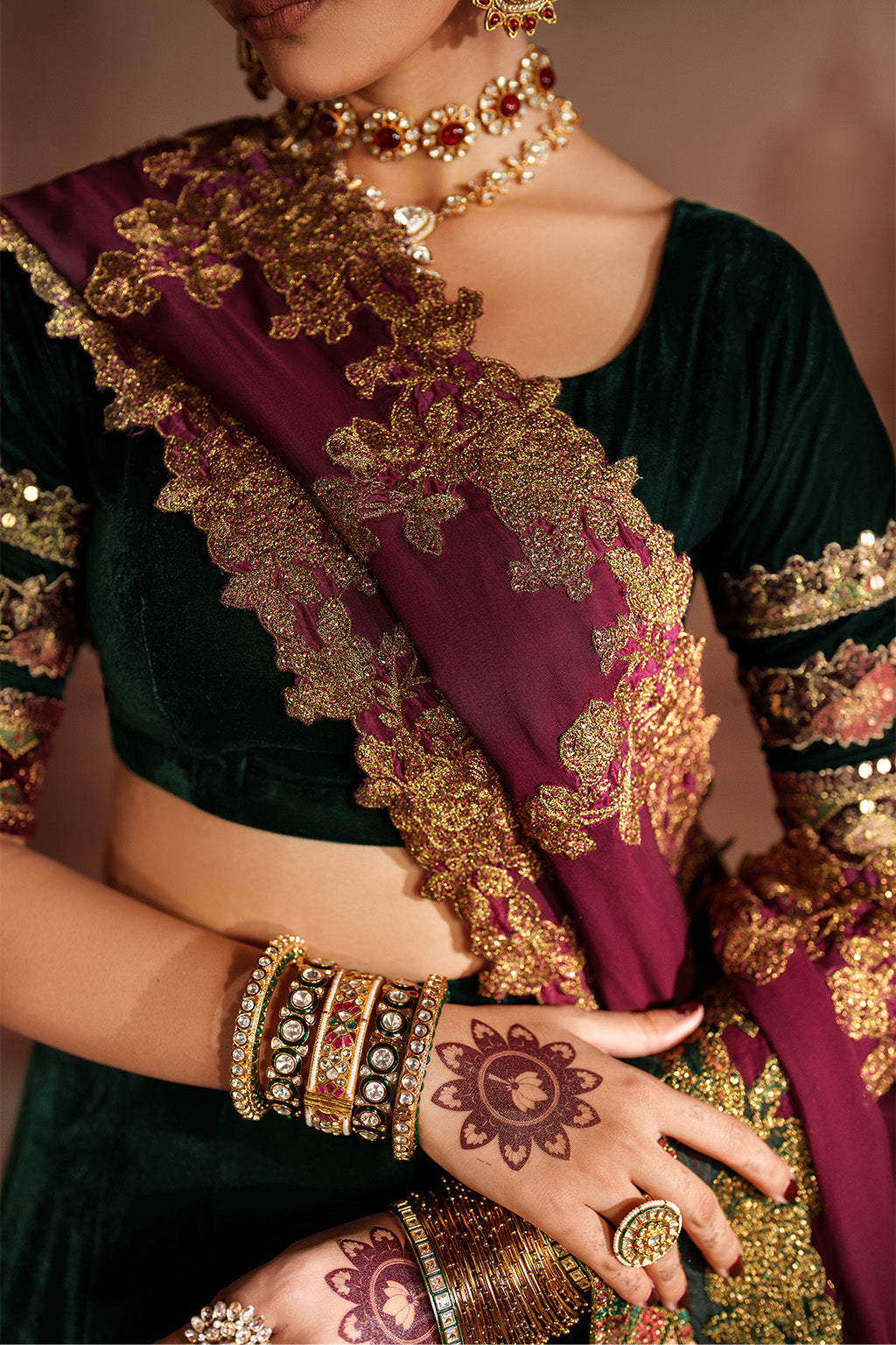 Iznik | Velvet 25 | IV-65 Embroidered Velvet - House Of Hania