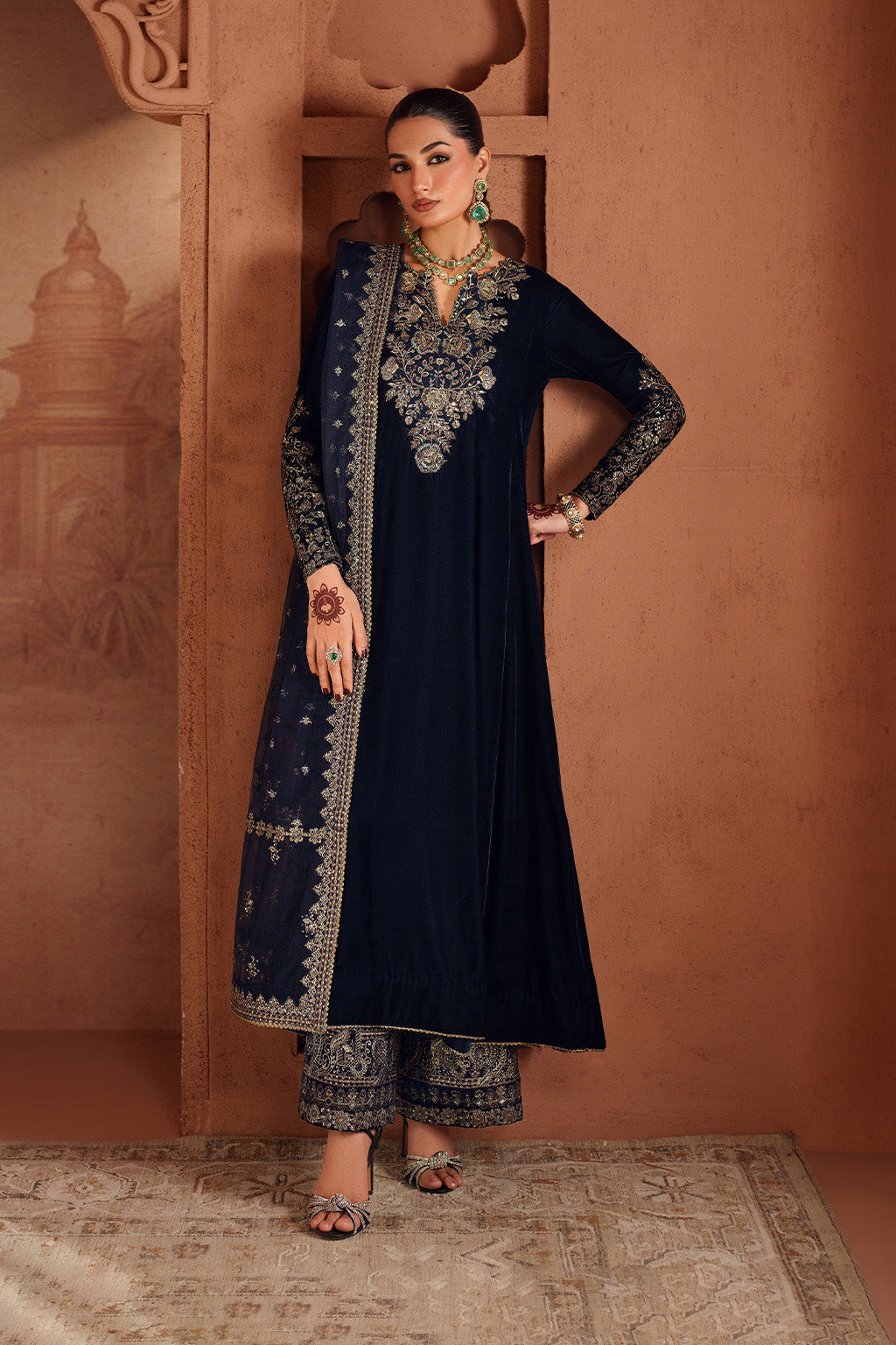 Iznik | Velvet 25 | IV-66 Embroidered Velvet - House Of Hania