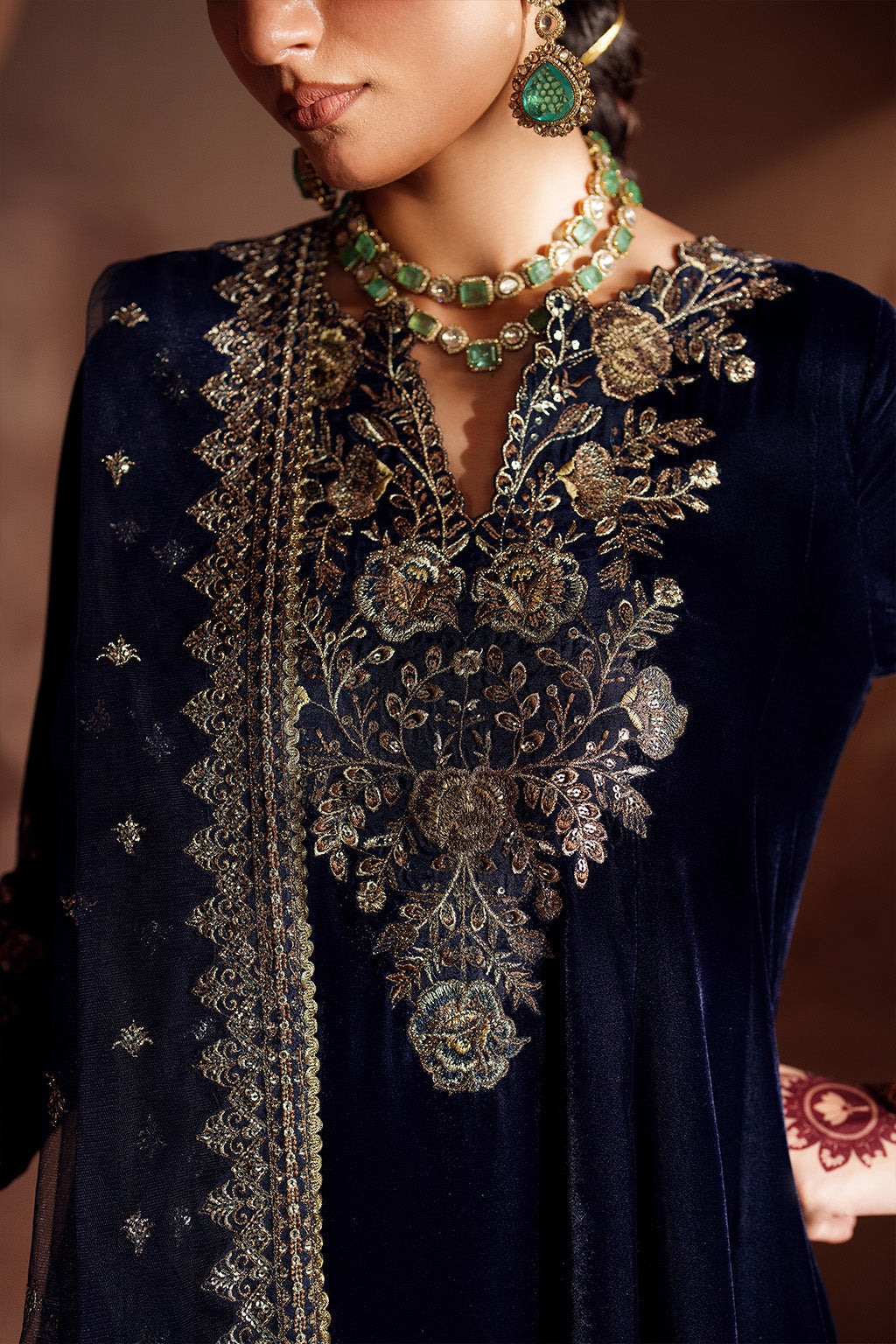 Iznik | Velvet 25 | IV-66 Embroidered Velvet - House Of Hania