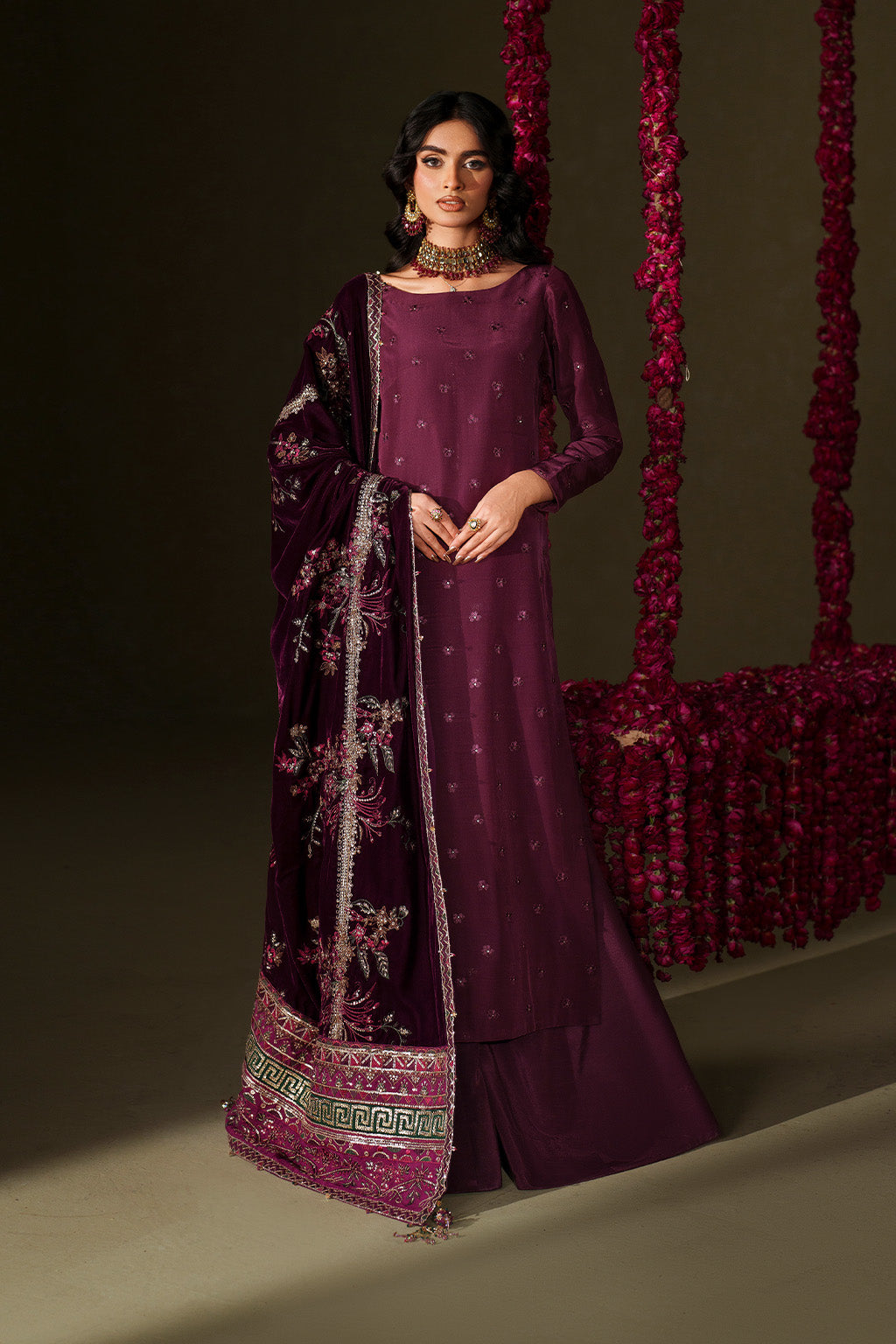Iznik | Velvet 25 | IV-68 Embroidered Velvet - House Of Hania