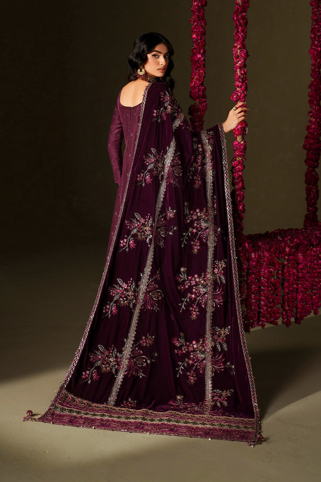 Iznik | Velvet 25 | IV-68 Embroidered Velvet - House Of Hania