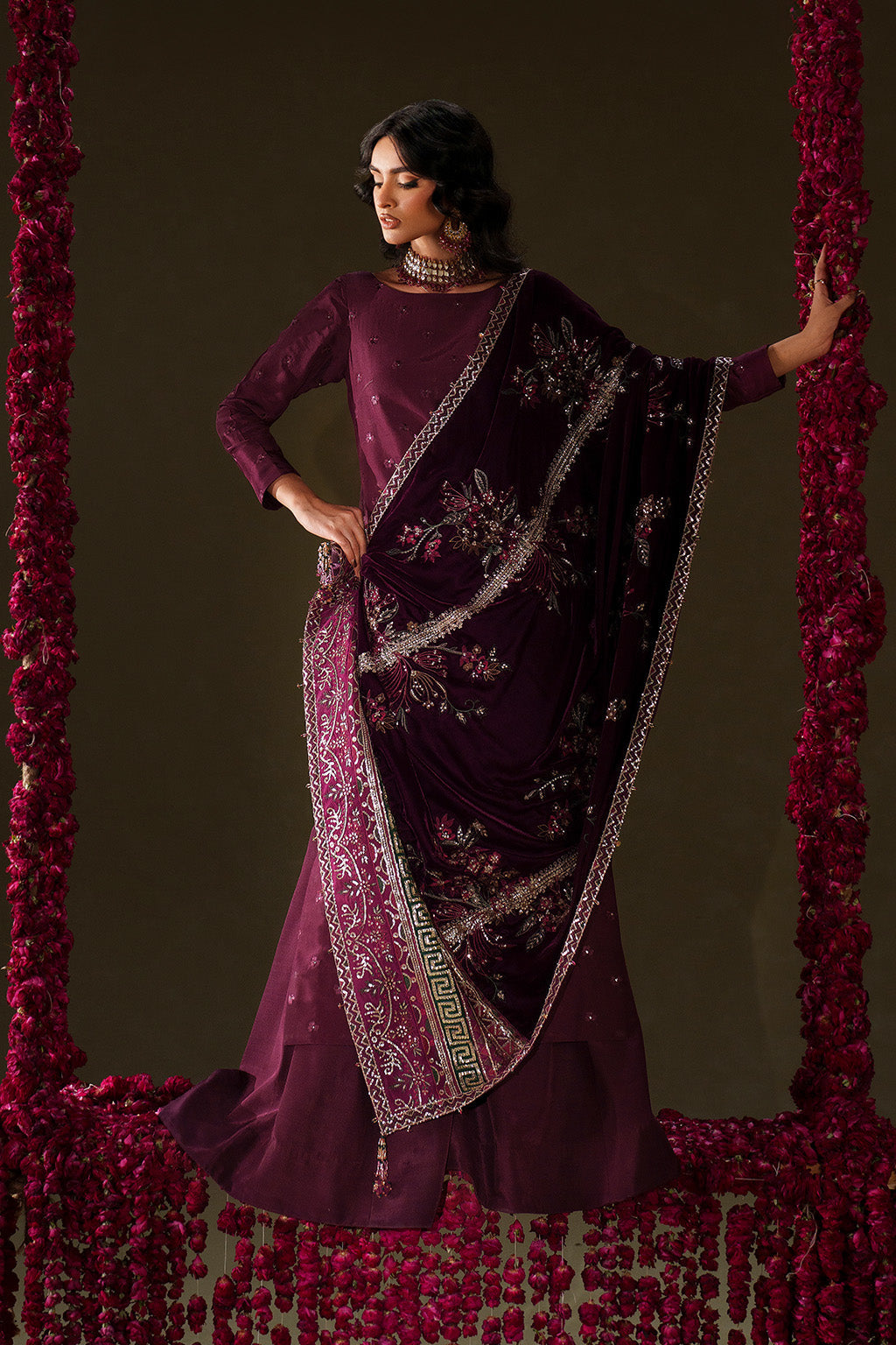 Iznik | Velvet 25 | IV-68 Embroidered Velvet - House Of Hania