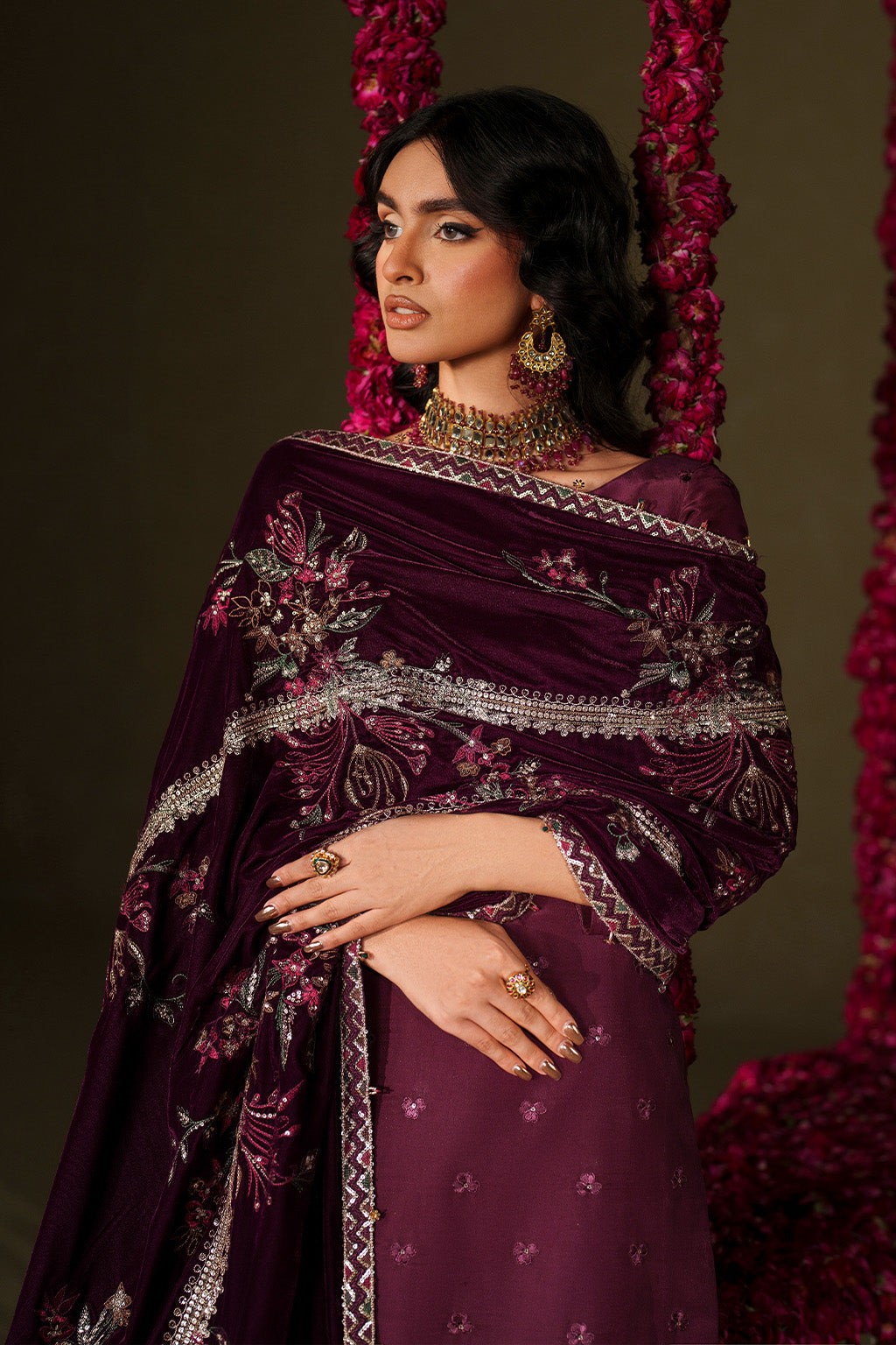 Iznik | Velvet 25 | IV-68 Embroidered Velvet - House Of Hania
