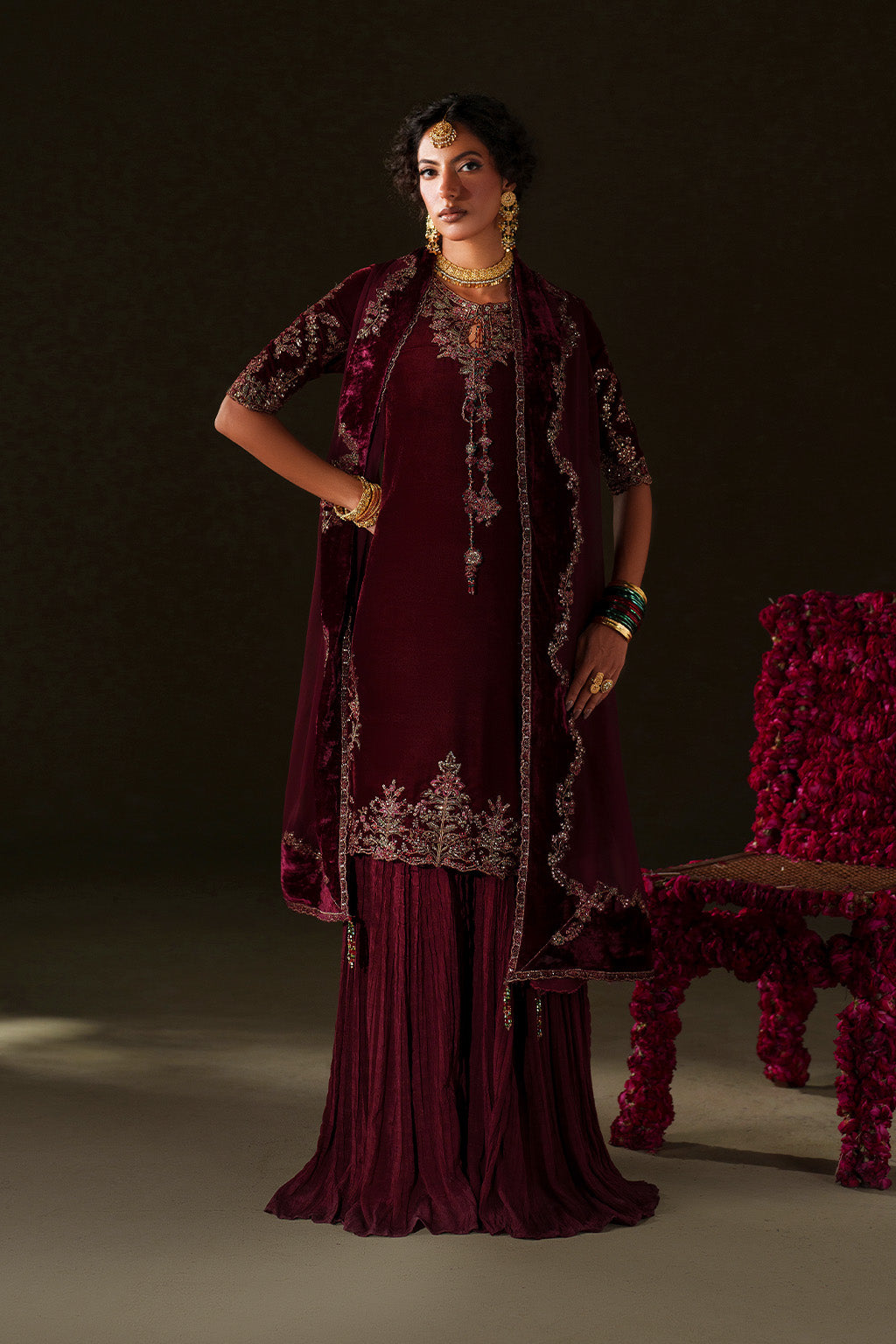 Iznik | Velvet 25 | IV-71 Embroidered Velvet - House Of Hania