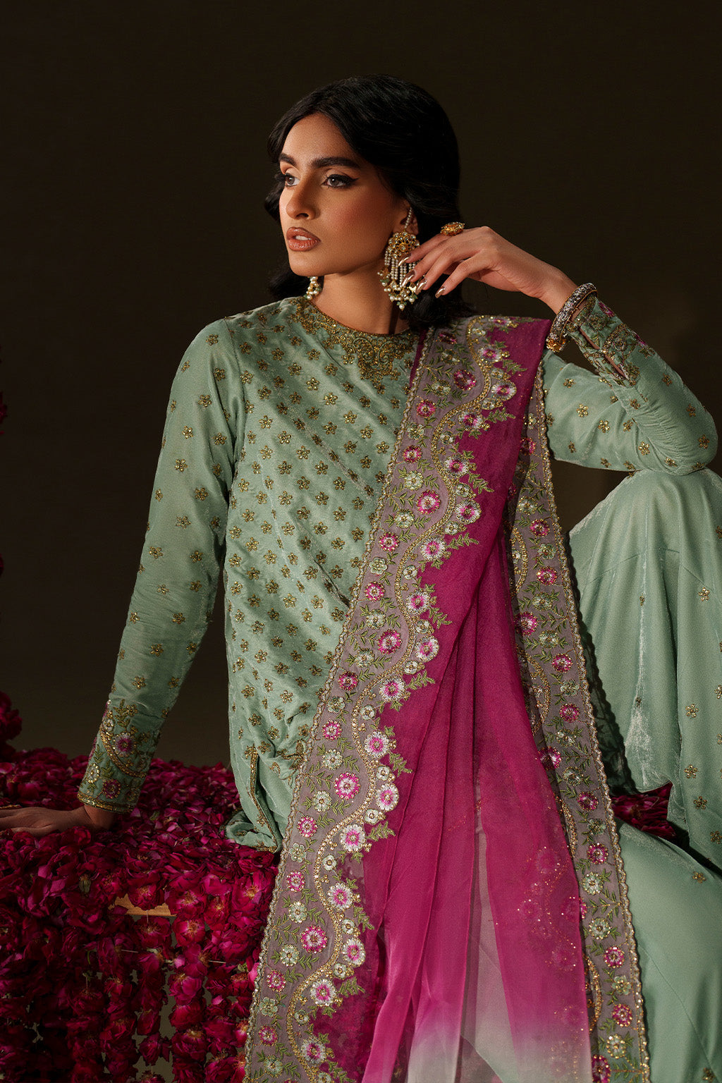 Iznik | Velvet 25 | IV-73 Embroidered Velvet - House Of Hania