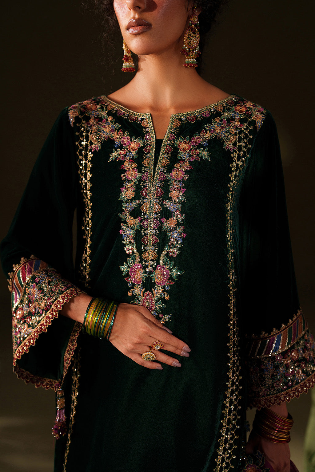 Iznik | Velvet 25 | IV-74 Embroidered Velvet - House Of Hania