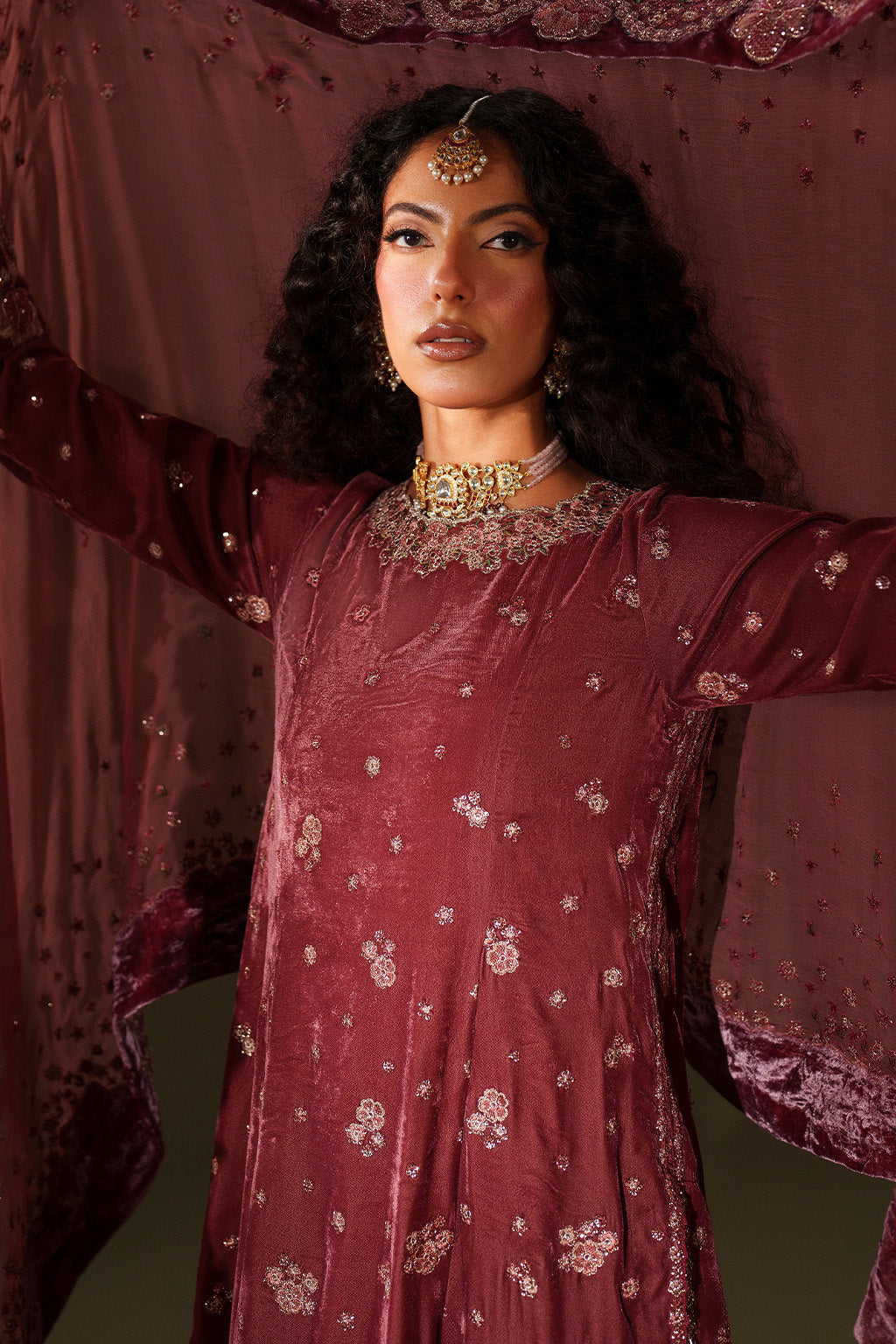 Iznik | Velvet 25 | IV-75 Embroidered Velvet - House Of Hania