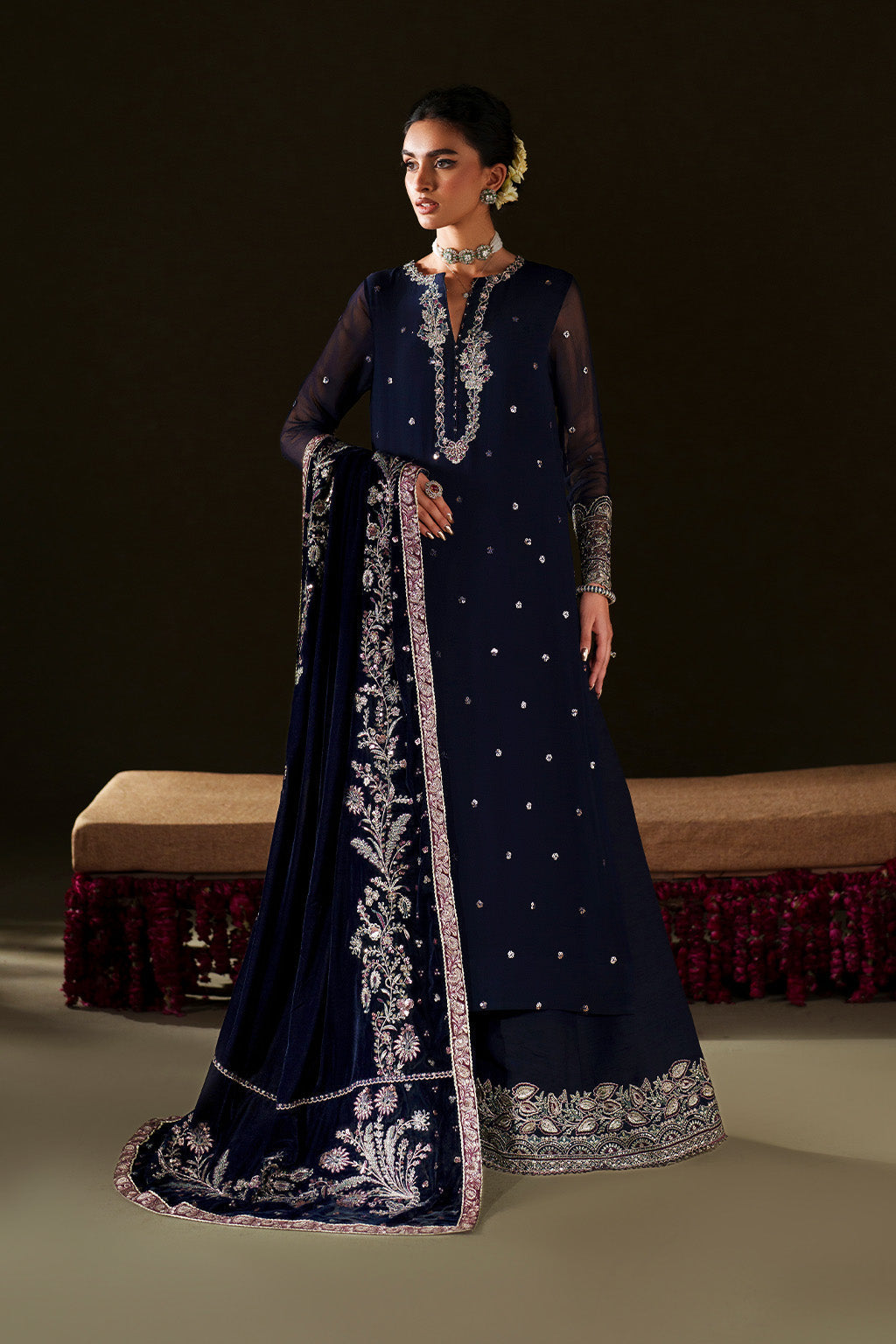 Iznik | Velvet 25 | IV-76 Embroidered Velvet - House Of Hania