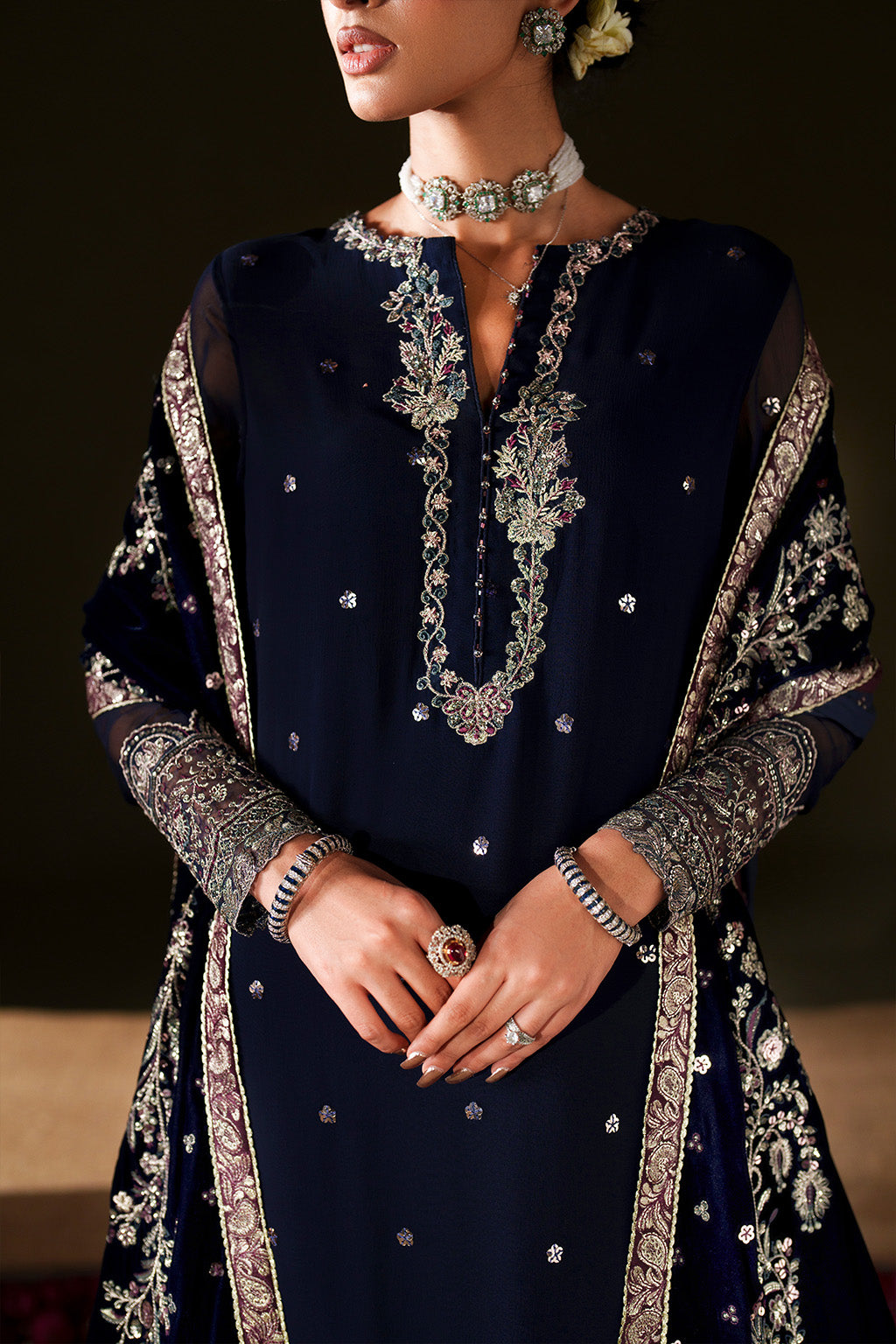 Iznik | Velvet 25 | IV-76 Embroidered Velvet - House Of Hania