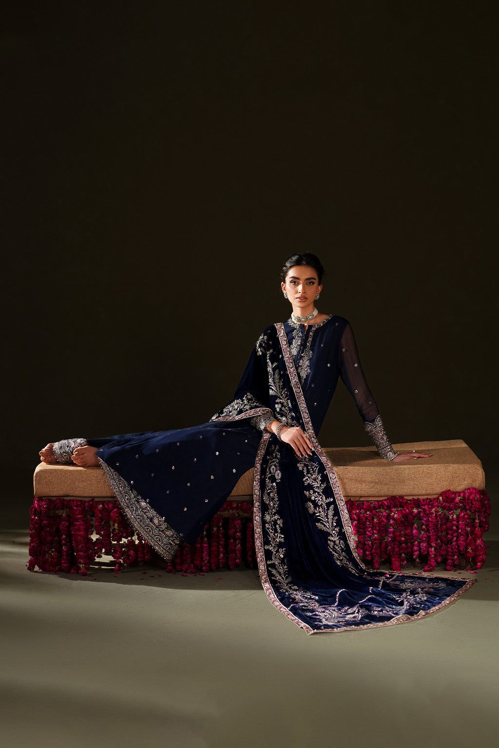 Iznik | Velvet 25 | IV-76 Embroidered Velvet - House Of Hania