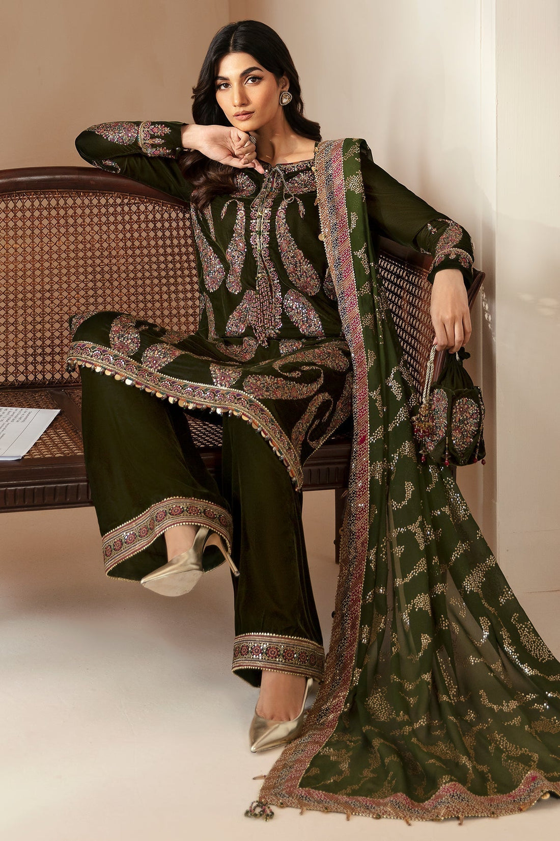 JAZMIN__Embroidered Velvet Formal VF-2023 - House Of Hania