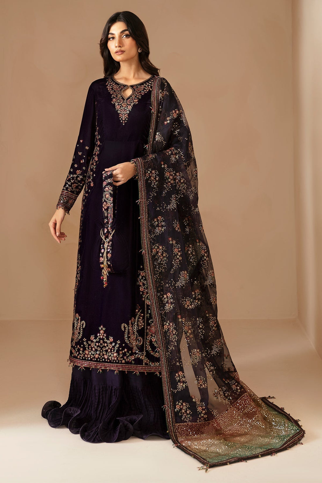 JAZMIN__Embroidered Velvet Formal VF-2027 - House Of Hania